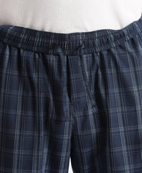Super Combed Cotton Woven Fabric Regular Fit Checkered Pyjama with Side Pockets - New Navy