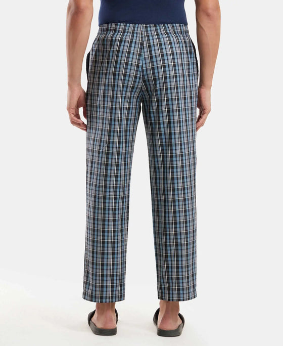 Super Combed Cotton Woven Fabric Regular Fit Checkered Pyjama with Side Pockets - Navy1-3