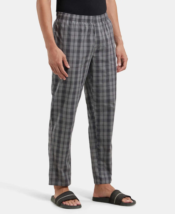 Super Combed Cotton Woven Fabric Regular Fit Checkered Pyjama with Side Pockets - Quiet Shade-2