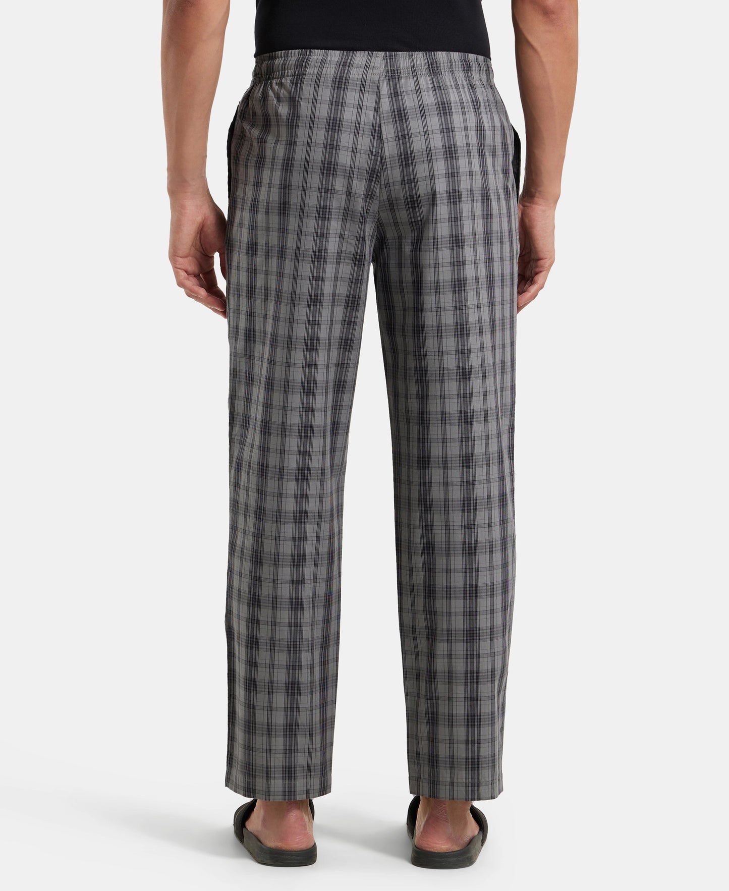 Super Combed Cotton Woven Fabric Regular Fit Checkered Pyjama with Side Pockets - Quiet Shade