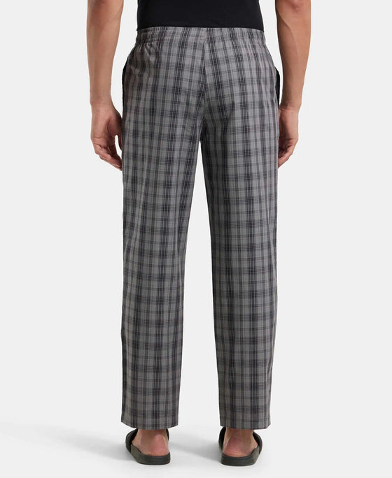 Super Combed Cotton Woven Fabric Regular Fit Checkered Pyjama with Side Pockets - Quiet Shade-3