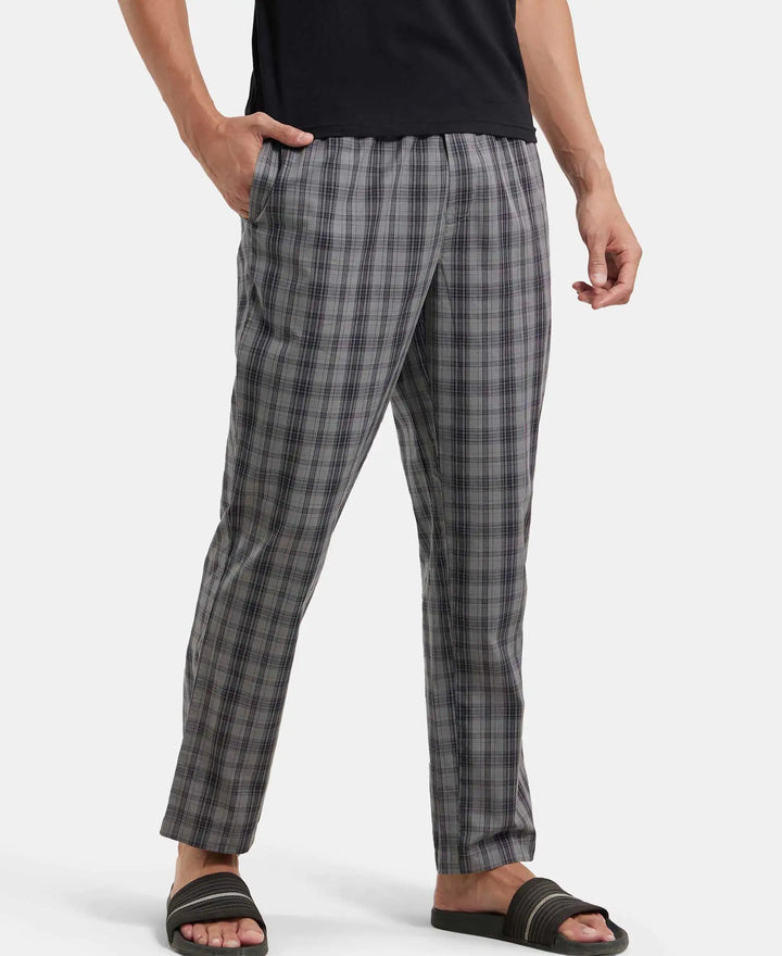 Super Combed Cotton Woven Fabric Regular Fit Checkered Pyjama with Side Pockets - Quiet Shade-5