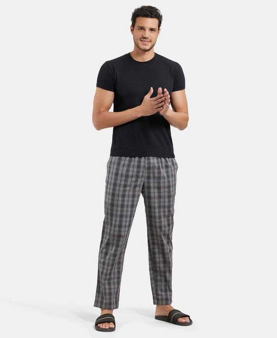 Super Combed Cotton Woven Fabric Regular Fit Checkered Pyjama with Side Pockets - Quiet Shade-6