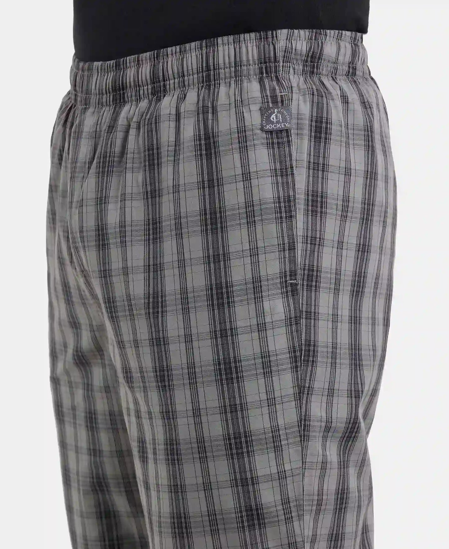 Super Combed Cotton Woven Fabric Regular Fit Checkered Pyjama with Side Pockets - Quiet Shade-7