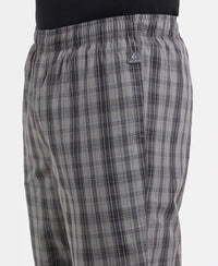 Super Combed Cotton Woven Fabric Regular Fit Checkered Pyjama with Side Pockets - Quiet Shade-7