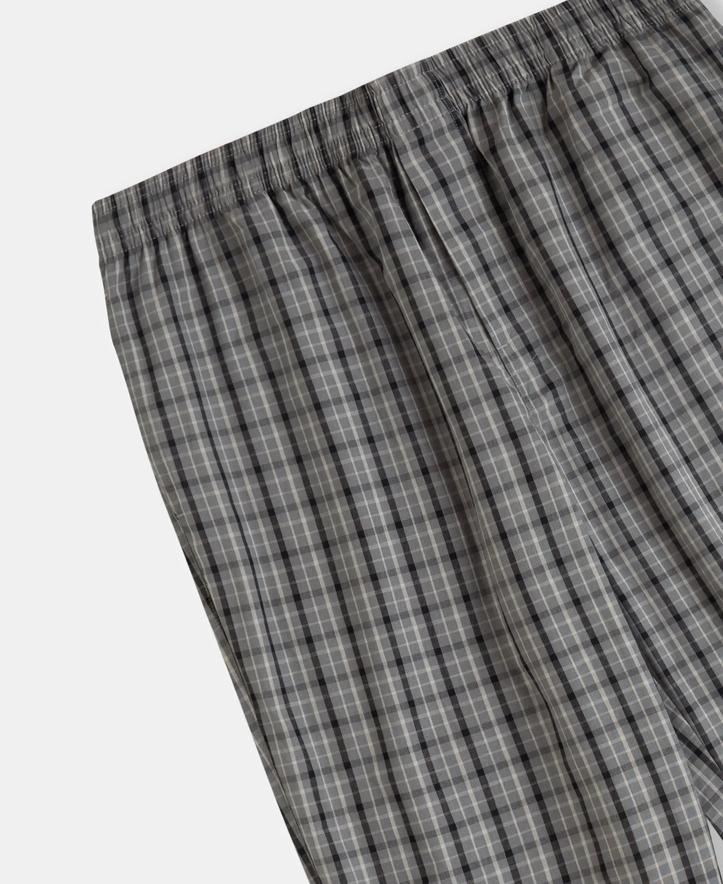 Super Combed Cotton Woven Fabric Regular Fit Checkered Pyjama with Side Pockets - Quiet Shade & Black