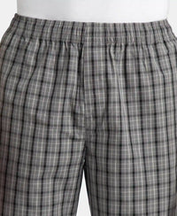 Super Combed Cotton Woven Fabric Regular Fit Checkered Pyjama with Side Pockets - Quiet Shade & Black