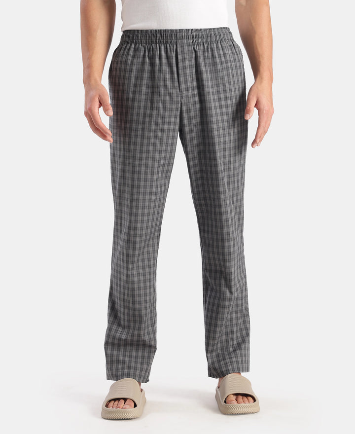 Super Combed Cotton Woven Fabric Regular Fit Checkered Pyjama with Side Pockets - New Quiet Shade