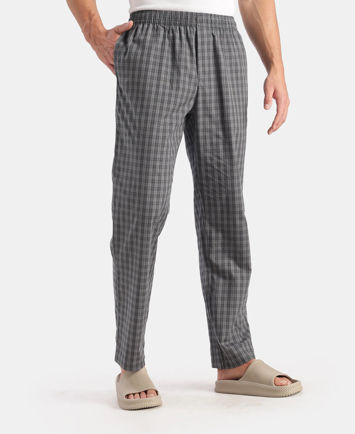 Super Combed Cotton Woven Fabric Regular Fit Checkered Pyjama with Side Pockets - New Quiet Shade