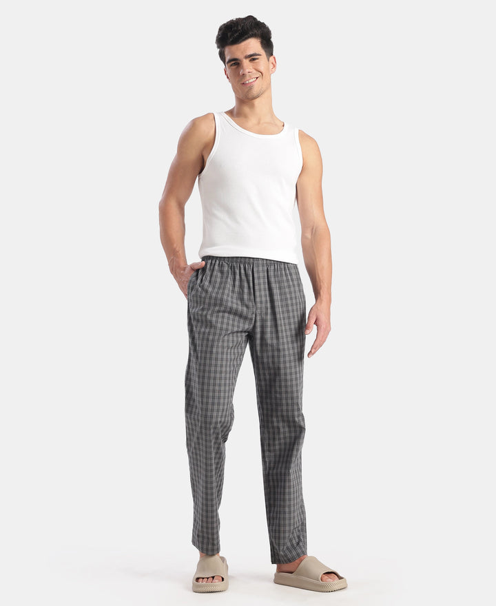 Super Combed Cotton Woven Fabric Regular Fit Checkered Pyjama with Side Pockets - New Quiet Shade