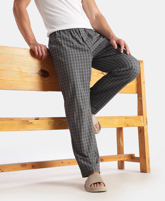 Super Combed Cotton Woven Fabric Regular Fit Checkered Pyjama with Side Pockets - New Quiet Shade