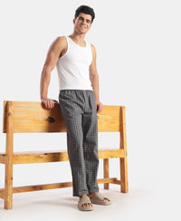Super Combed Cotton Woven Fabric Regular Fit Checkered Pyjama with Side Pockets - New Quiet Shade