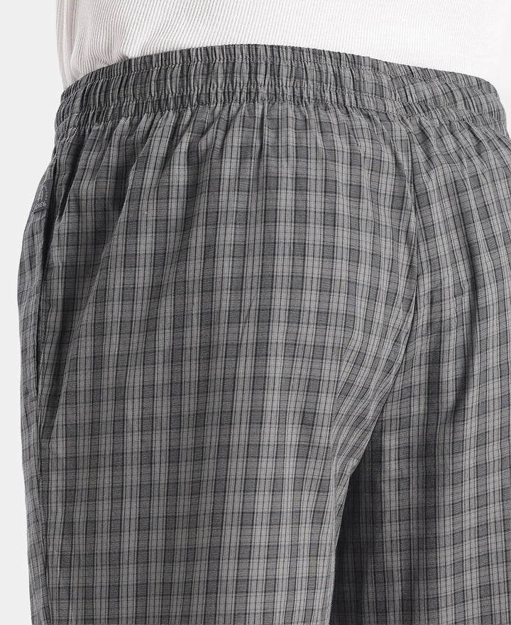 Super Combed Cotton Woven Fabric Regular Fit Checkered Pyjama with Side Pockets - New Quiet Shade