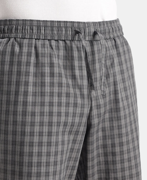 Super Combed Cotton Woven Fabric Regular Fit Checkered Pyjama with Side Pockets - New Quiet Shade