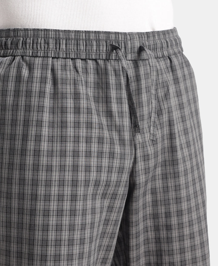 Super Combed Cotton Woven Fabric Regular Fit Checkered Pyjama with Side Pockets - New Quiet Shade