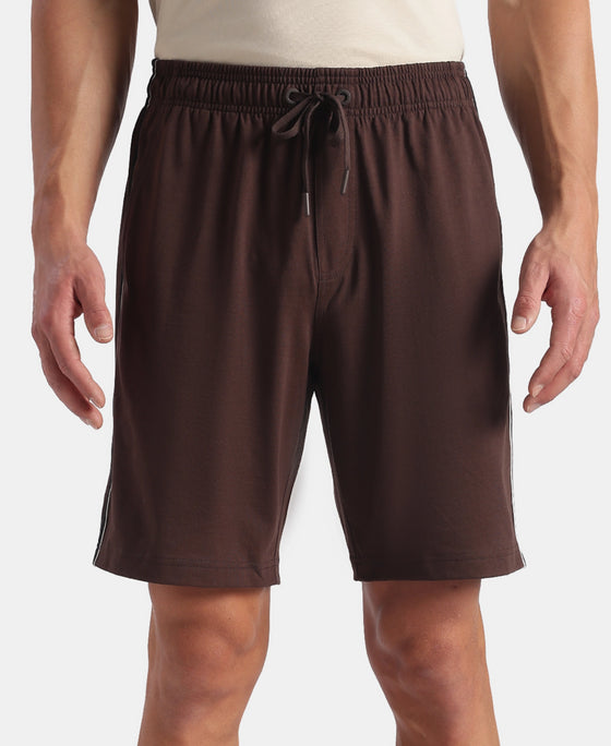 Super Combed Cotton Rich Regular Fit Shorts with Side Pockets - Java & Black Moon Struck