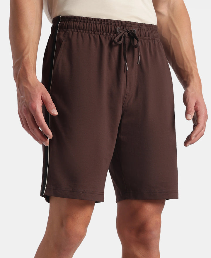Super Combed Cotton Rich Regular Fit Shorts with Side Pockets - Java & Black Moon Struck