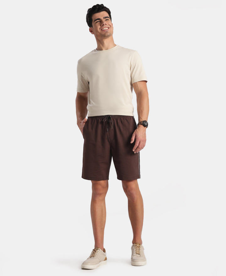 Super Combed Cotton Rich Regular Fit Shorts with Side Pockets - Java & Black Moon Struck