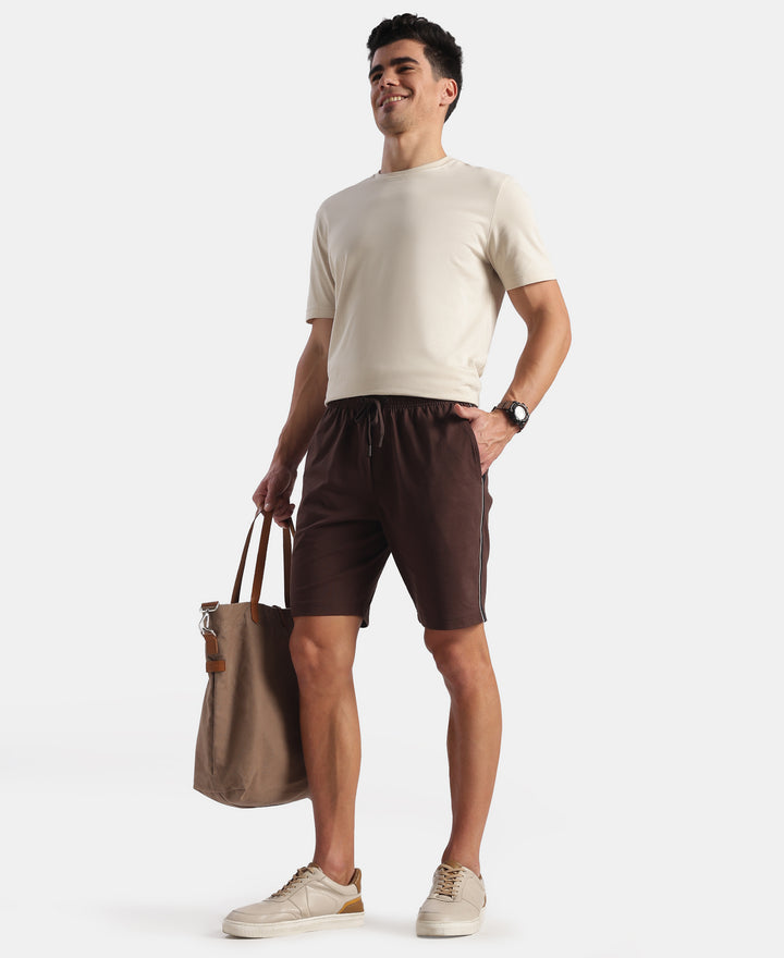 Super Combed Cotton Rich Regular Fit Shorts with Side Pockets - Java & Black Moon Struck