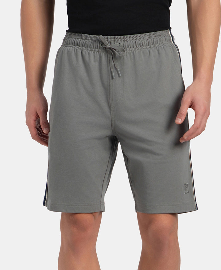 Super Combed Cotton Rich Regular Fit Shorts with Side Pockets - Performance Grey & Navy Moonstruck