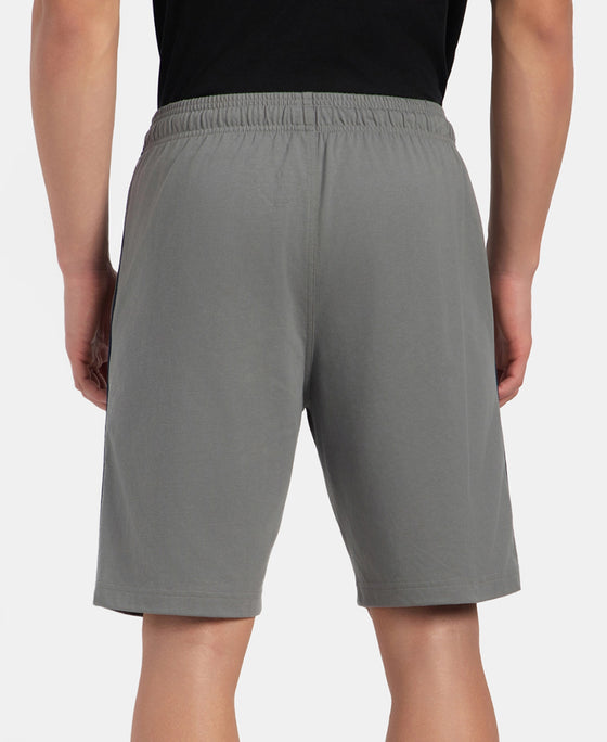 Super Combed Cotton Rich Regular Fit Shorts with Side Pockets - Performance Grey & Navy Moonstruck