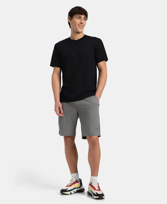 Super Combed Cotton Rich Regular Fit Shorts with Side Pockets - Performance Grey & Navy Moonstruck