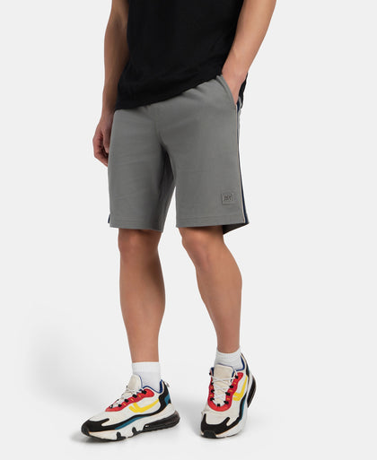 Super Combed Cotton Rich Regular Fit Shorts with Side Pockets - Performance Grey & Navy Moonstruck