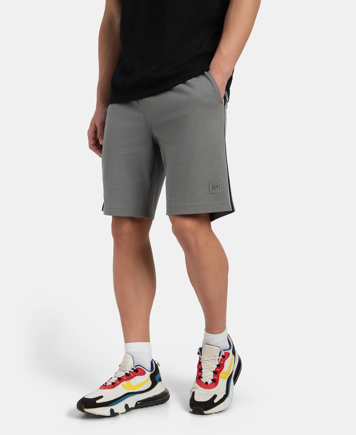 Super Combed Cotton Rich Regular Fit Shorts with Side Pockets - Performance Grey & Navy Moonstruck