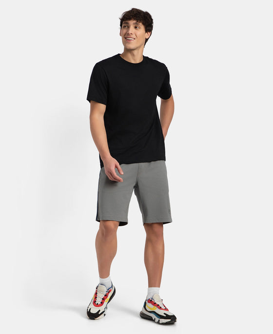 Super Combed Cotton Rich Regular Fit Shorts with Side Pockets - Performance Grey & Navy Moonstruck