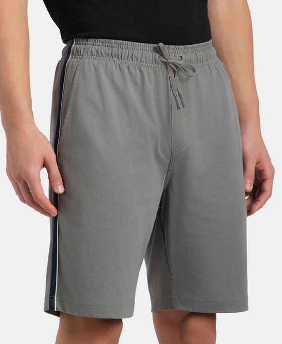 Super Combed Cotton Rich Regular Fit Shorts with Side Pockets - Performance Grey & Navy Moonstruck