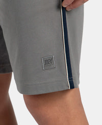 Super Combed Cotton Rich Regular Fit Shorts with Side Pockets - Performance Grey & Navy Moonstruck