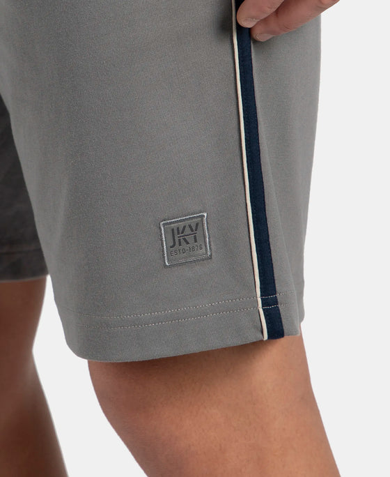 Super Combed Cotton Rich Regular Fit Shorts with Side Pockets - Performance Grey & Navy Moonstruck