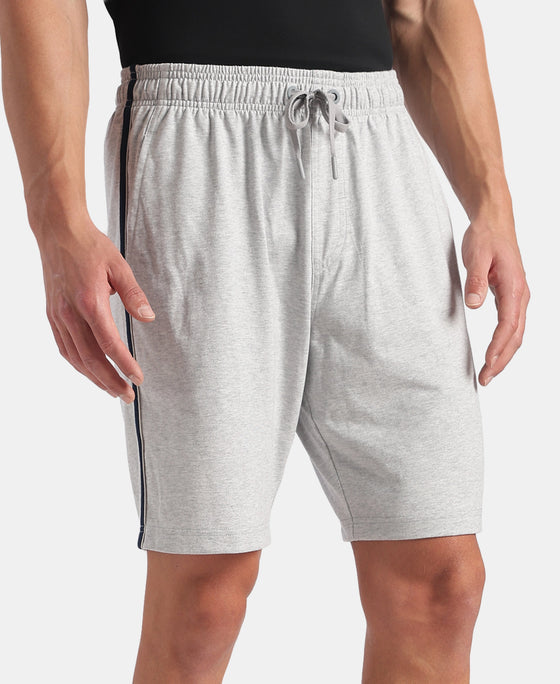 Super Combed Cotton Rich Regular Fit Shorts with Side Pockets - Steel Grey Melange & Navy Moonstruck
