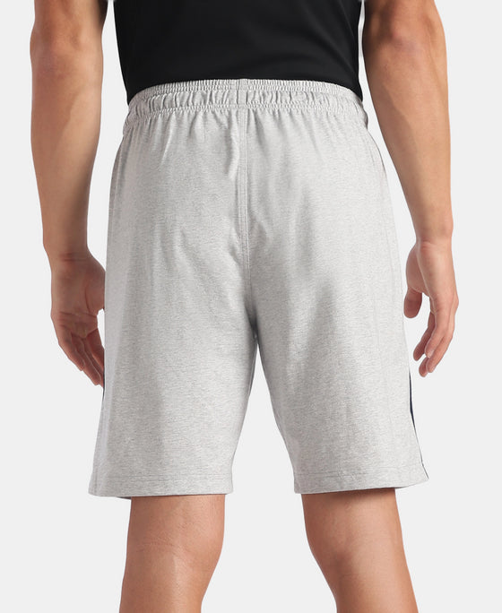 Super Combed Cotton Rich Regular Fit Shorts with Side Pockets - Steel Grey Melange & Navy Moonstruck