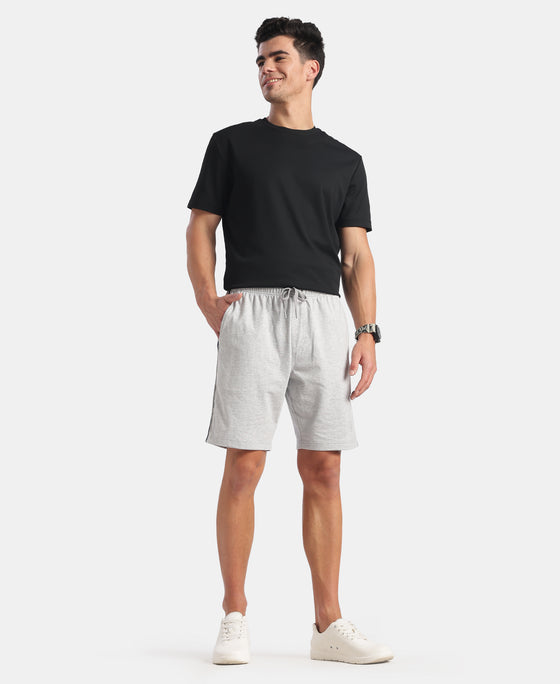 Super Combed Cotton Rich Regular Fit Shorts with Side Pockets - Steel Grey Melange & Navy Moonstruck