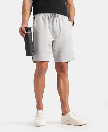 Super Combed Cotton Rich Regular Fit Shorts with Side Pockets - Steel Grey Melange & Navy Moonstruck