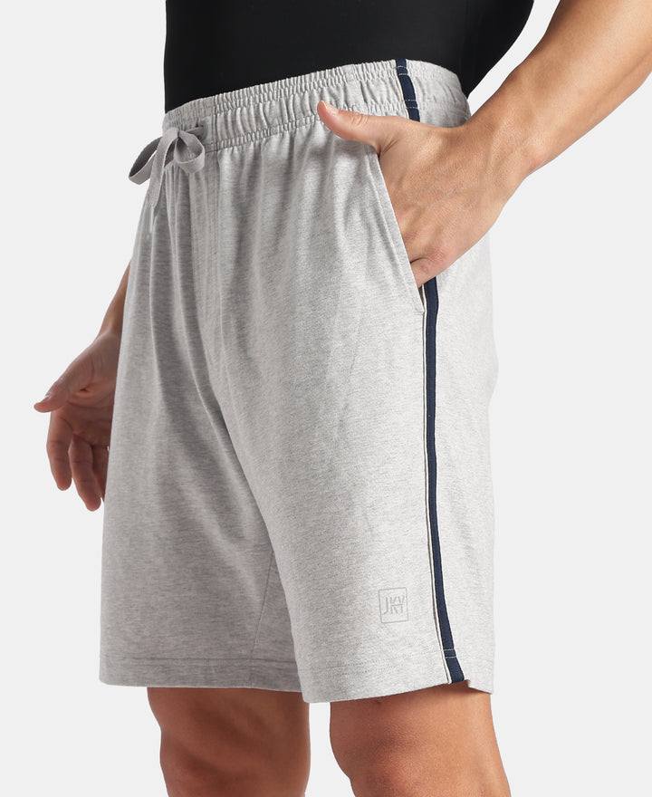 Super Combed Cotton Rich Regular Fit Shorts with Side Pockets - Steel Grey Melange & Navy Moonstruck