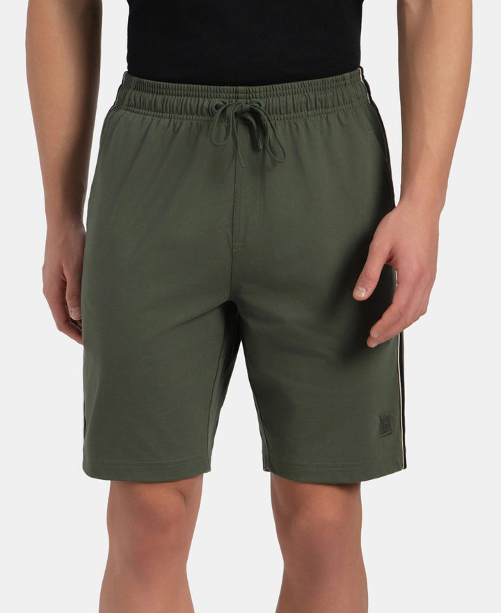 Super Combed Cotton Rich Regular Fit Shorts with Side Pockets - Thyme & Black Moonstruck