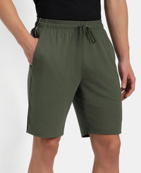 Super Combed Cotton Rich Regular Fit Shorts with Side Pockets - Thyme & Black Moonstruck