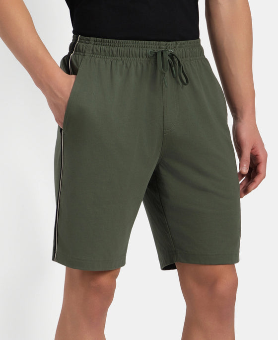 Super Combed Cotton Rich Regular Fit Shorts with Side Pockets - Thyme & Black Moonstruck