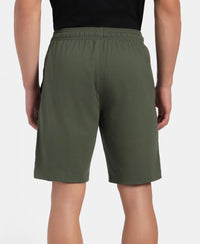 Super Combed Cotton Rich Regular Fit Shorts with Side Pockets - Thyme & Black Moonstruck