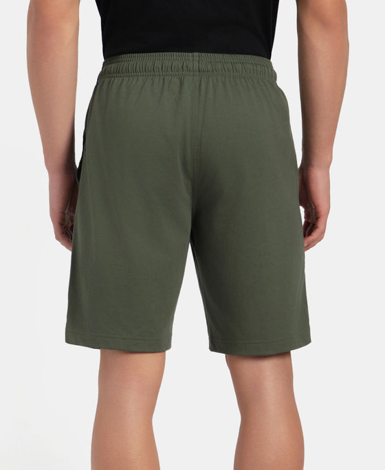 Super Combed Cotton Rich Regular Fit Shorts with Side Pockets - Thyme & Black Moonstruck
