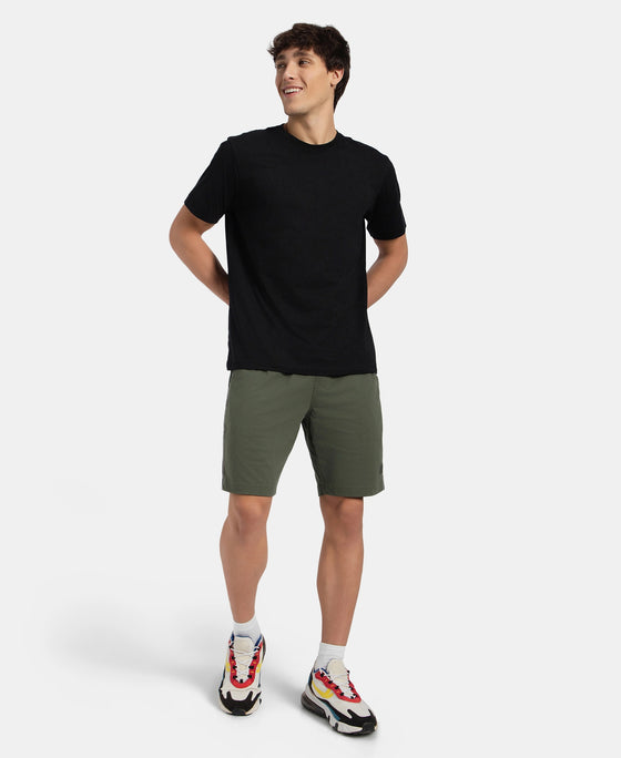 Super Combed Cotton Rich Regular Fit Shorts with Side Pockets - Thyme & Black Moonstruck
