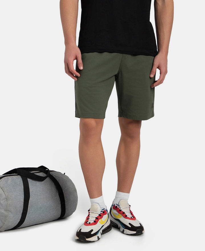 Super Combed Cotton Rich Regular Fit Shorts with Side Pockets - Thyme & Black Moonstruck