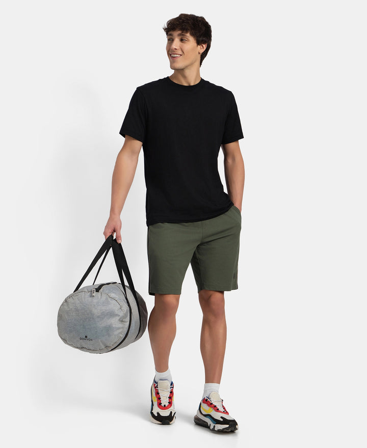 Super Combed Cotton Rich Regular Fit Shorts with Side Pockets - Thyme & Black Moonstruck