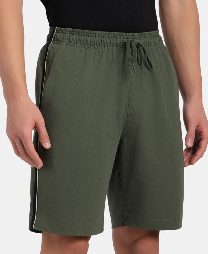 Super Combed Cotton Rich Regular Fit Shorts with Side Pockets - Thyme & Black Moonstruck