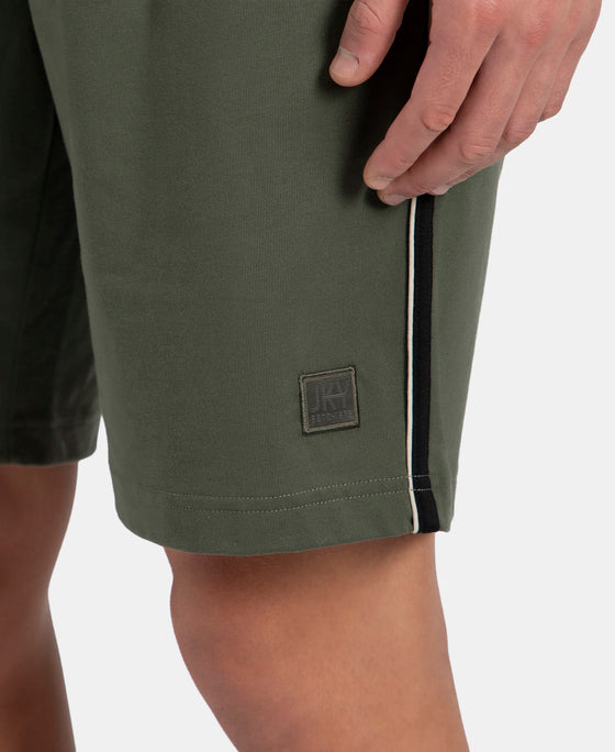 Super Combed Cotton Rich Regular Fit Shorts with Side Pockets - Thyme & Black Moonstruck