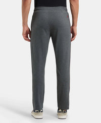 Super Combed Cotton Rich Regular Fit Trackpant with Side Pockets - Charcoal Melange & Shanghai Red-3