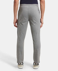 Super Combed Cotton Rich Regular Fit Trackpant with Side Pockets - Grey Melange & Navy-3