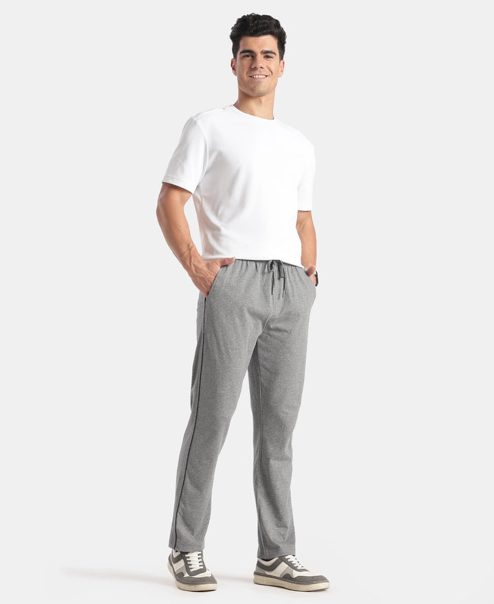 Super Combed Cotton Rich Regular Fit Trackpant with Side Pockets - Mid Grey Melange